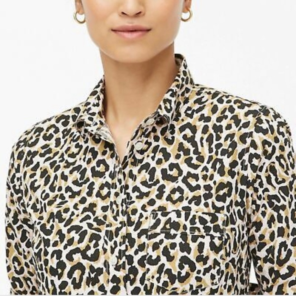 J. CREW LEOPARD BUTTON UP SHIRT XL